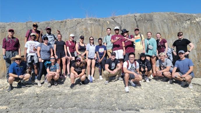 Students in Ellen Barnett's GNED 1342 pose for a photo while on their Canyon Lake Gorge trip